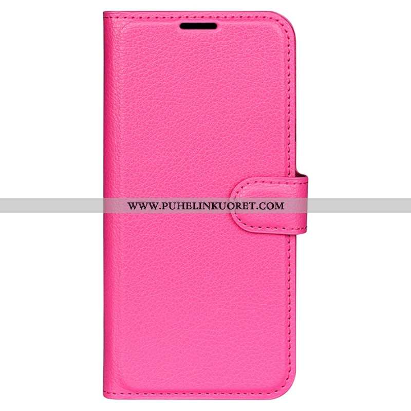 Kotelot iPhone 16 Pro Classic Litchi Faux Leather Suojakuori