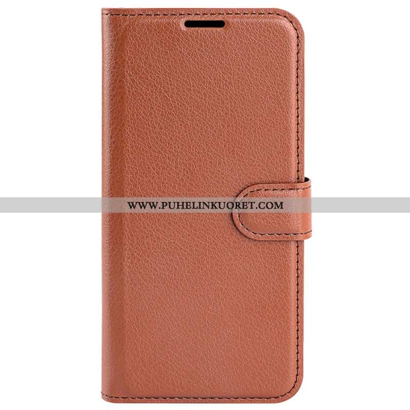 Kotelot iPhone 16 Pro Classic Litchi Faux Leather Suojakuori